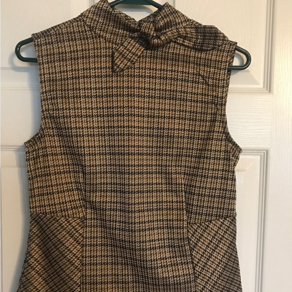 SUZY SHEIR NWT Brown plaid vest (or worn as a sleeveless shirt) Size small